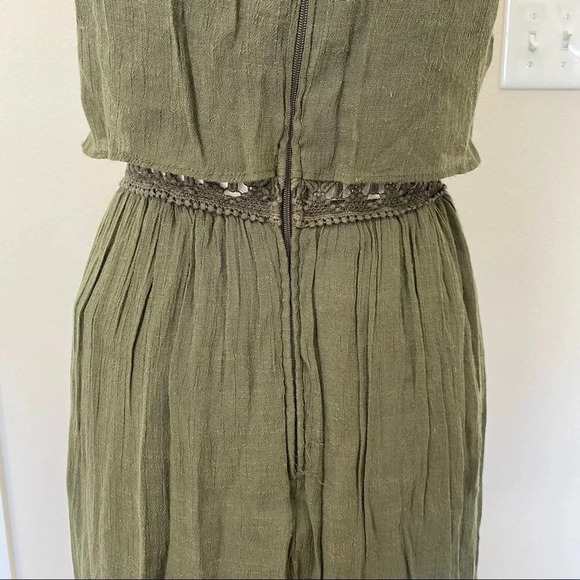 BCX Bohemian Forest Green Layered Dress With Lace Around Waist Midi Size 1 - Picture 7 of 14